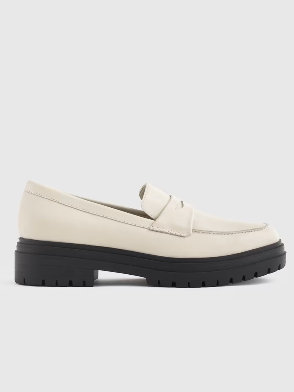 Quince Italian Leather Lug Sole Loafer in bone size US women’s 7